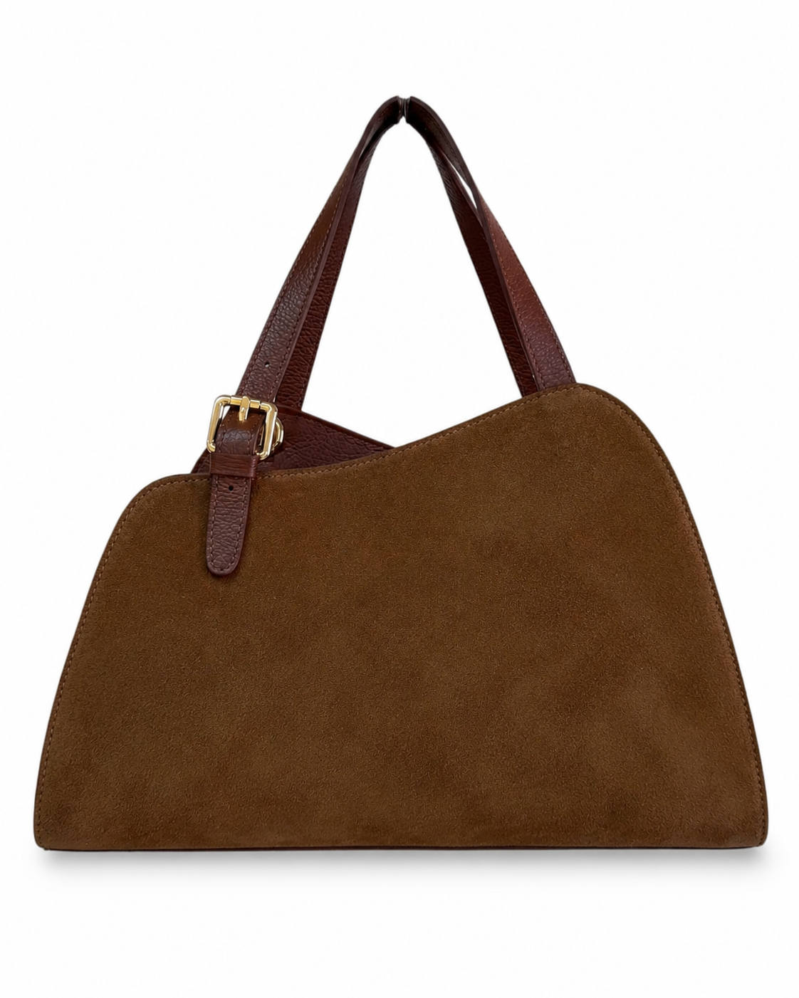 ARIA – асиметрична чанта велур и кожа, Warm Brown